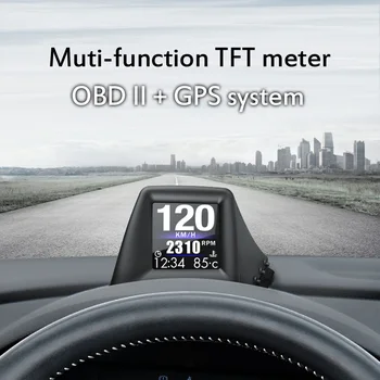 Най-новият A401 OBD2 + GPS многофункционален дисплей за глава на автомобил Автомобилен тахометър Турбо налягане на маслото RPM Скоростомер за температура на водата
