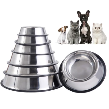 Неръждаема стомана куче купа нехлъзгащи котка хранилка купички крак печат вода хранене открит пътуване храна ястие за кучета кученце котка продукти