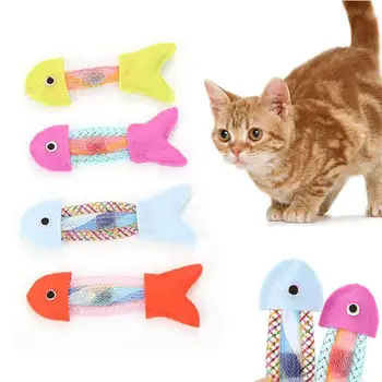 Никнене на зъби Дъвчене Silvervine Fish Shaped Interactive Funny Pet Supplies Catnip Pillows Chew Toy Cat Mint Toys