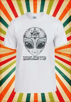НЛО Alien Believe Space Illuminati Мъже Жени Жилетка Потник Унисекс тениска 1601
