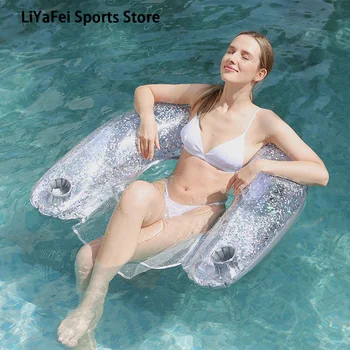 Нов PVC надуваем плаващ ред русалка модел с облегалка плаващ стол окото U-образна възрастни вода облегалка въздушни матраци