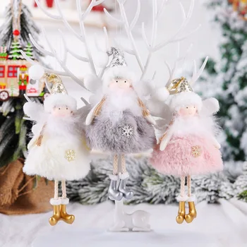 Нов декоративен елемент закачалка Коледа сладък любов плюшени перо ангел дърво творчески