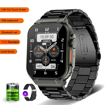 Нов ултра 600mAh смарт часовник за мъже Bluetooth повикване TWS местна музика спортен часовник 1.96'' IP68 водоустойчив Relógio Smartwatch жени