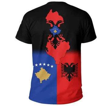 Нова държава флаг ретро Албания символ NewFashion мъже жени 3D отпечатани лятна тениска къс ръкав случайни T риза мъжки дрехи отгоре