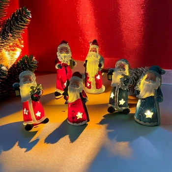 Нова малка нощна светлина Дядо Коледа декорация смола занаяти творчески дом десктоп декорация подарък лесен за използване