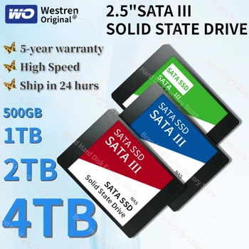 Оригинален 1TB твърд диск SATA3 500GB твърд диск 2TB високоскоростен вътрешен твърдотелен диск 2.5 инчов SSD за лаптоп / PC / MAC 2024 Ново