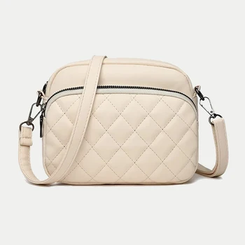 Проста мода карирани чанти за рамо за жени PU кожа Crossbody пратеник чанта телефон чанта дама малка чанта съединител