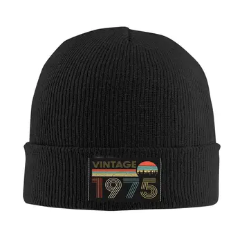 Реколта 1975 Skullies Beanies Caps Зимни топли мъже жени плетени шапки Унисекс възрастен 47 години 47-ми рожден ден подарък боне шапки