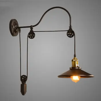 Реколта ретро таванско помещение стена лампа регулируема желязо повдигане ролка лампа спалня коридор офис ресторант кафе светлина сутиен стена sconce