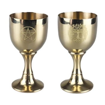 Реколта Чаша за светена вода Медни бокали Уикански олтар Малка винена чаша декорация