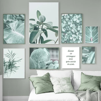 Роса зелени растения плакат стена изкуство скандинавски платно живопис за хол дома интериор декор без рамки модулни снимки Cuadros