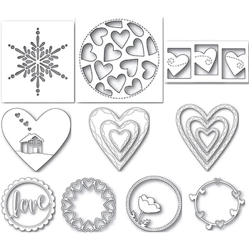 Сезонна матрица за рязане на метал, подходяща за DIY фотоалбум клип Тънка 3D поздравителна картичка декорация Любовно цвете снежинка рамка 2021