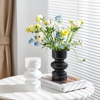 Скандинавска стъклена ваза Аксесоари за декорация на хола Настолен декор Контейнер за подреждане на цветя Хидропонна ваза Подарък за домашен декор