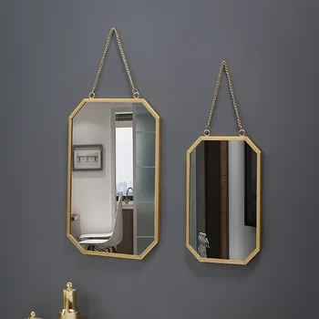 скандинавски стил железен площад монтирано на стената огледало за баня общежитие монтирано на стената огледало за измиване на маса за стенно козметично огледало