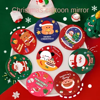 Сладък Коледа мини джоб грим огледало козметични компактни преносими огледала от неръждаема стомана козметични грим