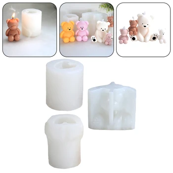 Сладък малък мечок силиконова плесен DIY ароматни свещи мазилка занаят смола декорация вземане материали Tabletopo орнаменти мухъл