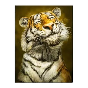Смешна усмивка тигър живопис платно печат за хол спалня офис дома декор стена декор реколта животински изкуство картина плакати