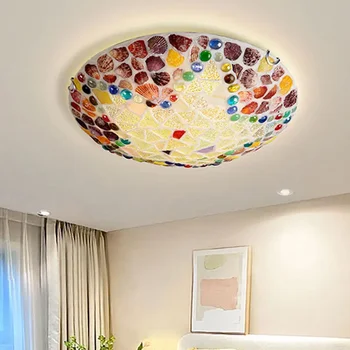 Средиземноморска таванна светлина бохемско стъкло Home Loft декор за хол Creative Shell осветление Кухня спалня лампа тела