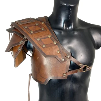 Средновековен викингски рицар Single Pauldron рамо броня гърдите сбруя възрастни ретро рамо покритие нос Хелоуин косплей костюм