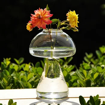 Стъклена ваза с форма на гъби Прекрасна прозрачна хидропоника Растителна ваза Creative Glass Crafts Декор за домашен офис