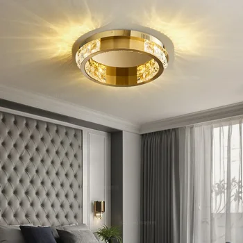 Таванна светлина за спалня хол таванско помещение LED лампа злато кръгла декорация на дома осветително тяло