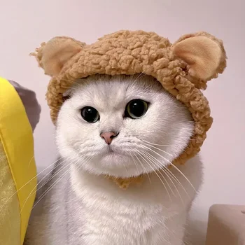 Удобен костюм главата топло износване аксесоари Коледни кучета за шапка домашен любимец сладък зимна мечка защитни консумативи котка форма