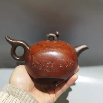 Уникален стар китайски YiXing Handcraft puyple Clay Teapot,Форма на опашката на птицата, с марка, Безплатна доставка