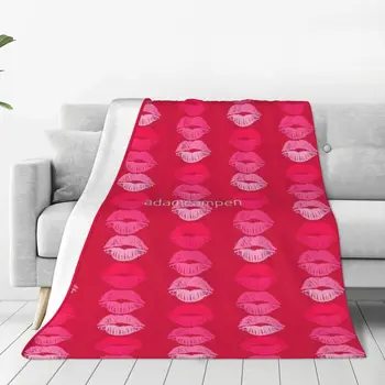 Устни мода розово одеяло покривка на леглото реколта меко легло одеяло кралица размер