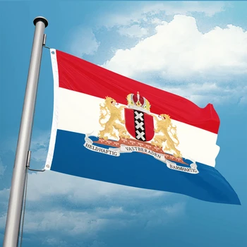 Холандия Холандия Амстердам Сити Герб Флаг 3ft x 5ft полиестерен банер Flying 90 * 150cm Персонализирано външно фино шиене