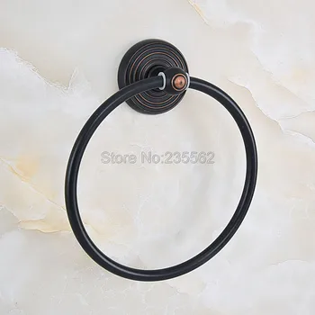 Черно масло втрива бронз кърпа пръстен притежателя кръгла стена монтирани закачалка баня хардуер кърпа стелажи баня аксесоар Lba918