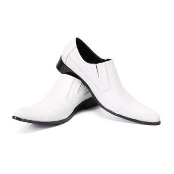 японски стил черен бял естествена кожа основни мъжки обувки приплъзване на заострени пръсти мъжки Oxfords рокля сватба бизнес кариера апартаменти