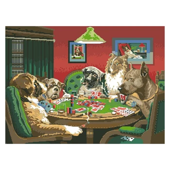 Amishop Gold Collection Прекрасен броен кръстат бод комплект Кулидж кучета карти за игра Карта мост Dim 02474