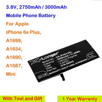 Cameron Sino 2750mAh/3000mAh батерия за мобилен телефон 616-00042 за Apple A1634, A1687, A1690, A1699, iPhone 6s Plus
