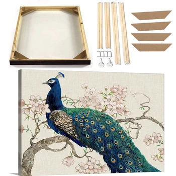 Реколта плакат отпечатъци с рамка китайски стил птица паун платно изкуство живопис модерен абстрактен животински стена картина дома декор